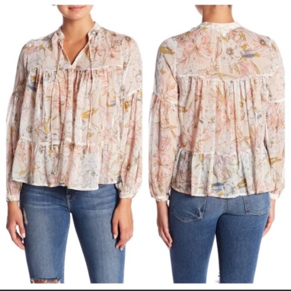 Lucky Brand boho sheer floral top